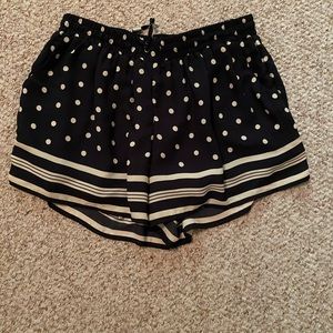 Navy and cream polka dot and striped shorts